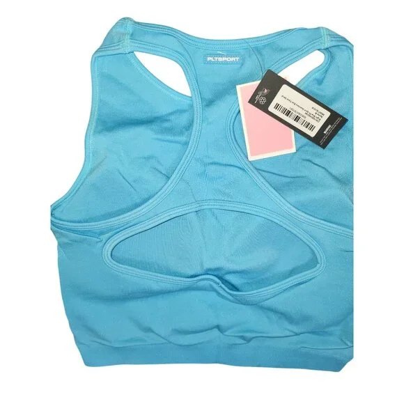 PrettyLittleThing Bright Blue Seamless Sports Bra With Bust Panel Detail Size M - Picture 5 of 7